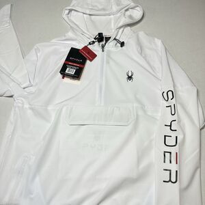 NEW Spyder Active Hoodie Pullover Light Sweatshirt White SPM881RD Men SZ Medium
